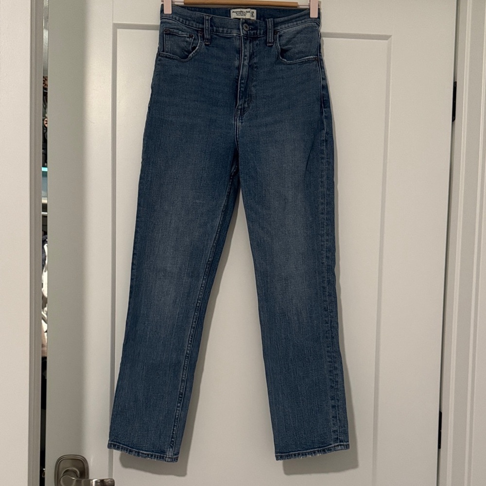 Abercrombie denim the ankle straight ankle high rise jean